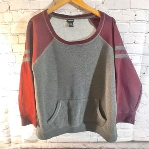 Torrid Baseball Long Sleeve Ringer Sweater 3X Front Pocket